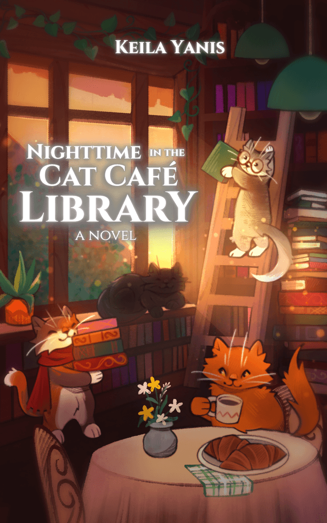 Cover of Nighttime in the Cat Café Library