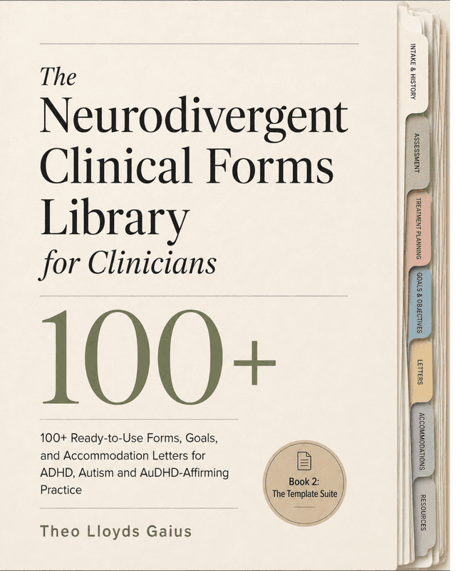 Cover of The Neurodivergent Clinical Forms Library for Clinicians